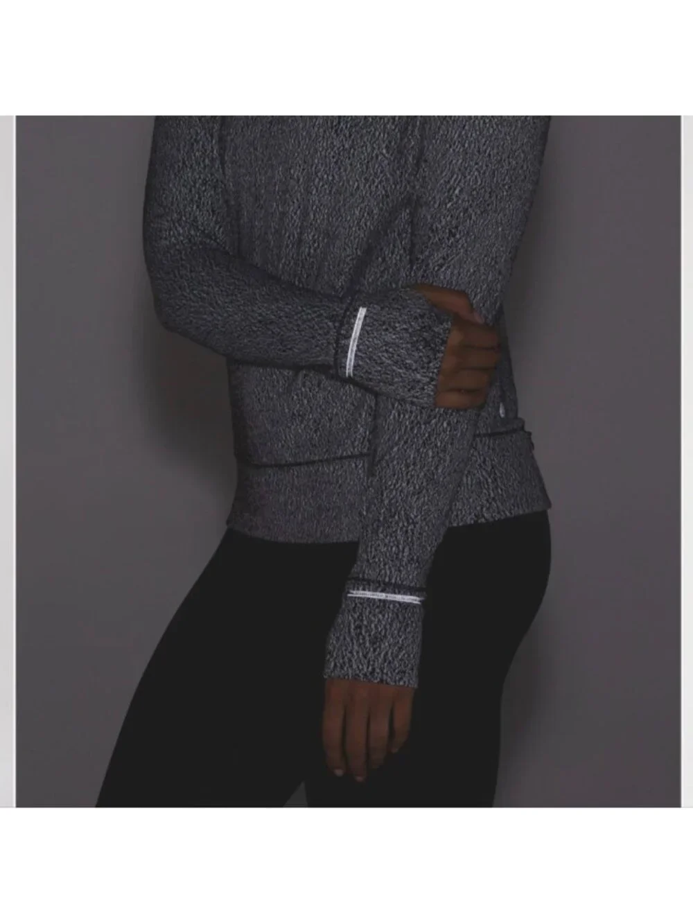 Lululemon Rush Hour Long Sleeve Running Luon Spray Jacquard White Black